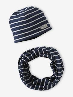 -Ensemble rayé garçon bonnet + snood