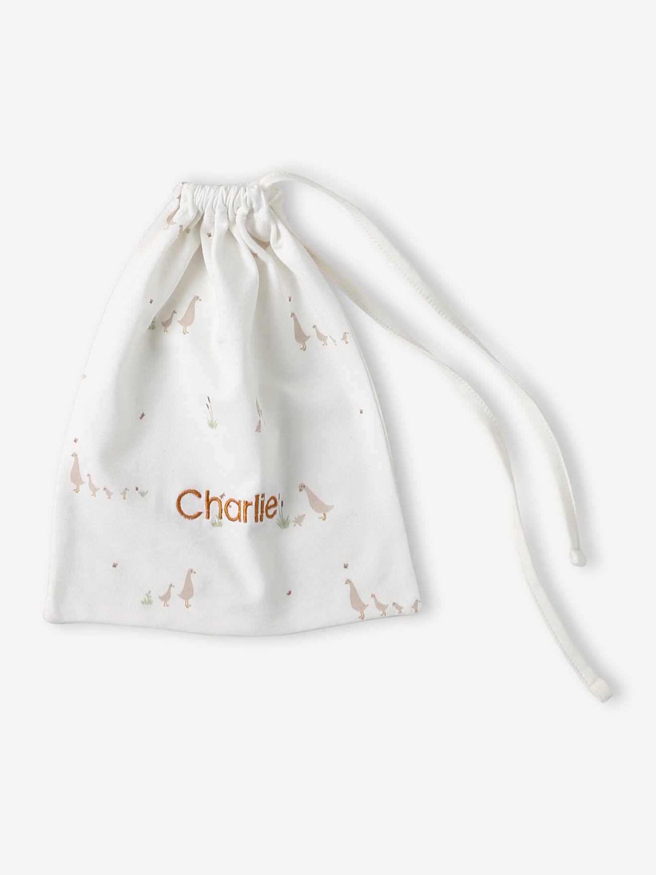 Ensemble naissance bonnet + moufles + chaussons + pochon personnalisable cappuccino (Vertbaudet) - Image 2