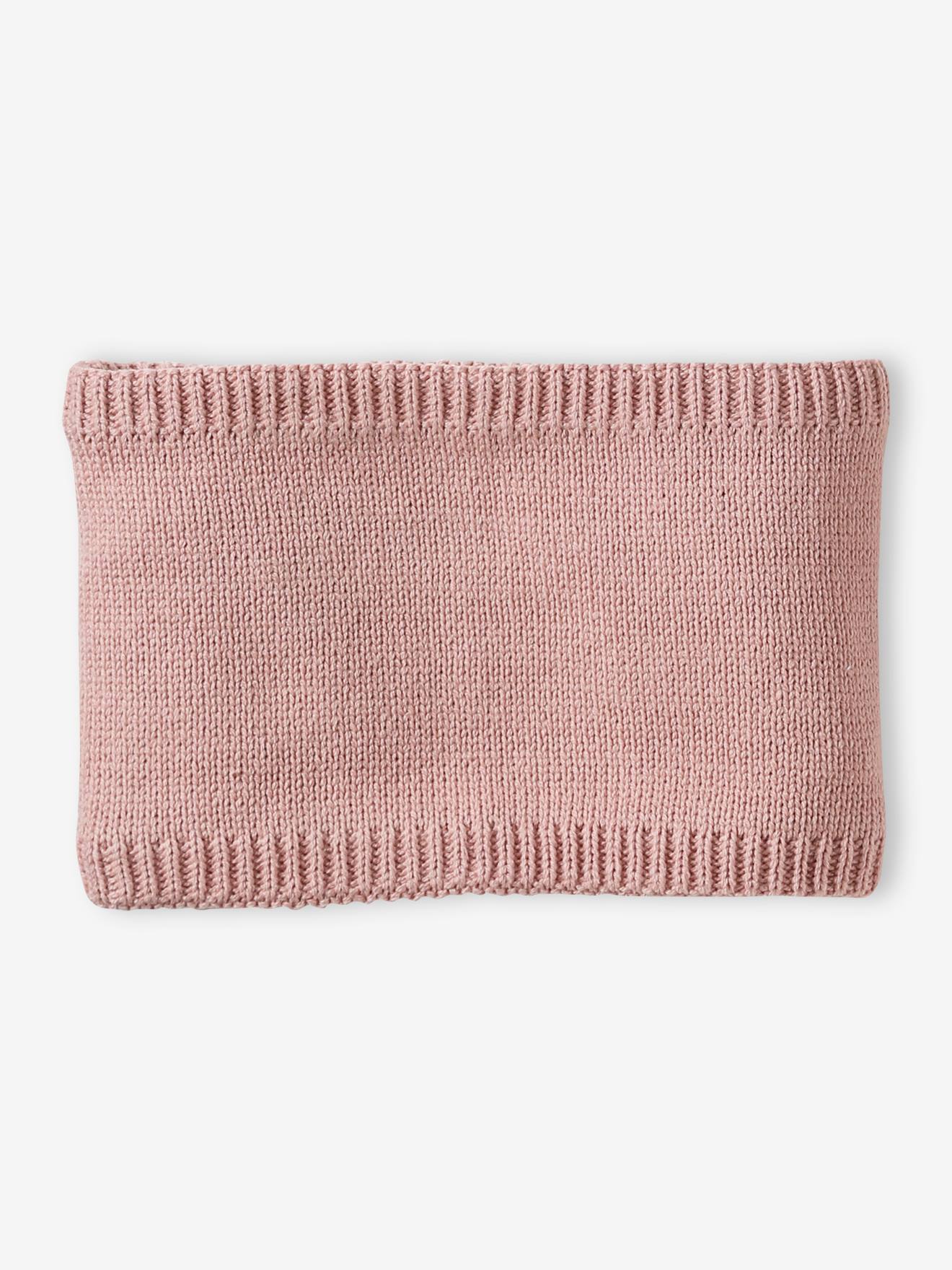 Ensemble bébé fille bonnet + snood + moufles rose poudré (Vertbaudet) - Image 2