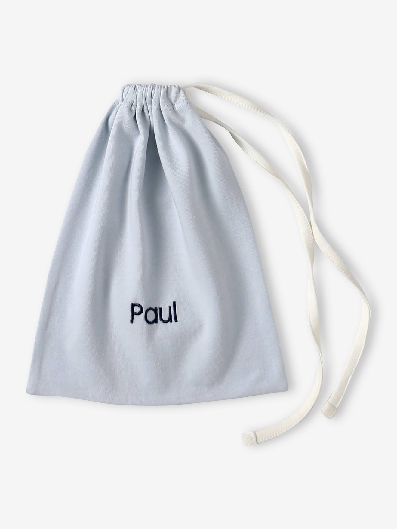 Ensemble naissance ours bonnet + moufles + chaussons + pochon personnalisable bleu pâle (Vertbaudet) - Image 2