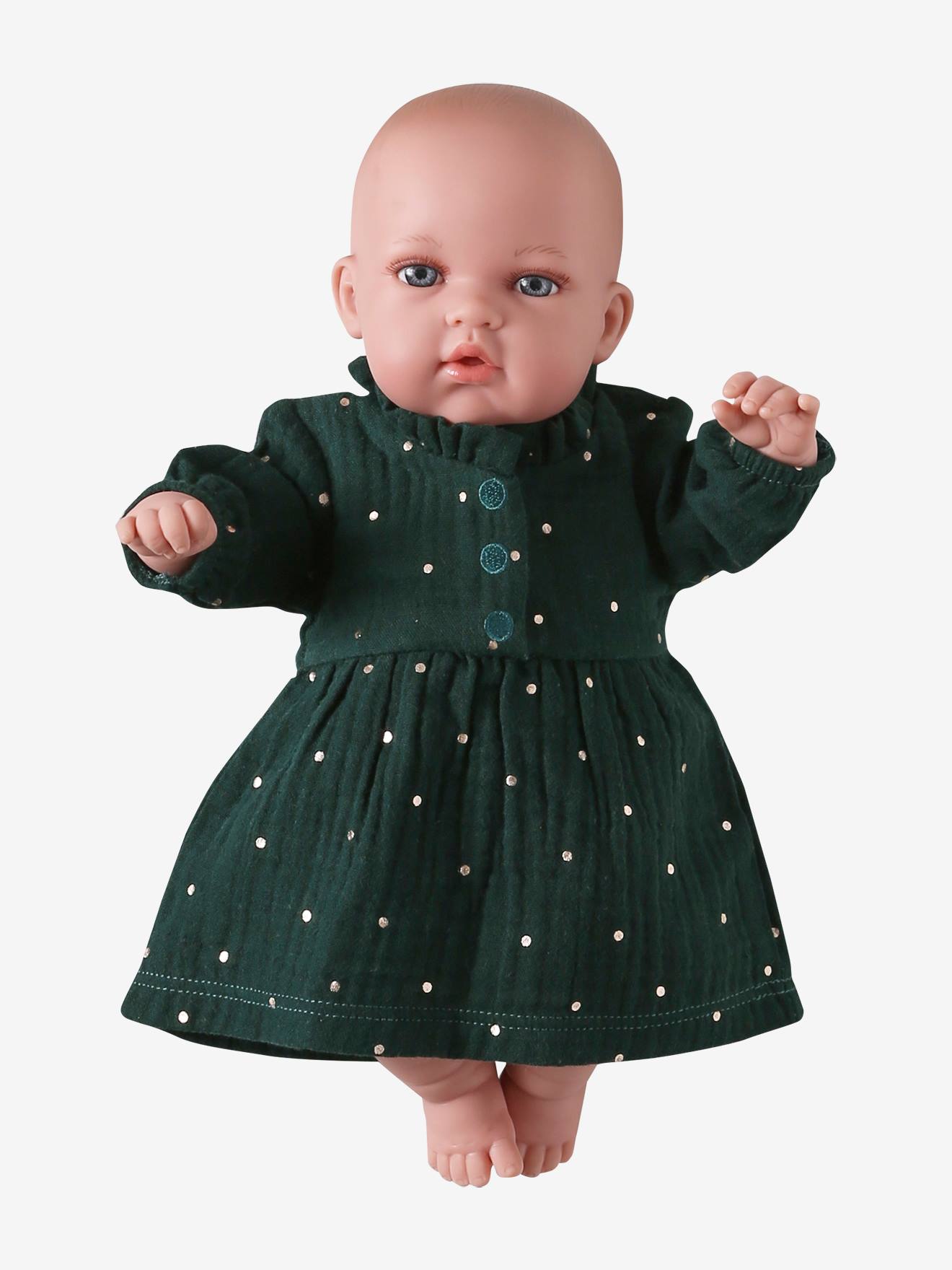 Robe en gaze de coton pour poupon vert