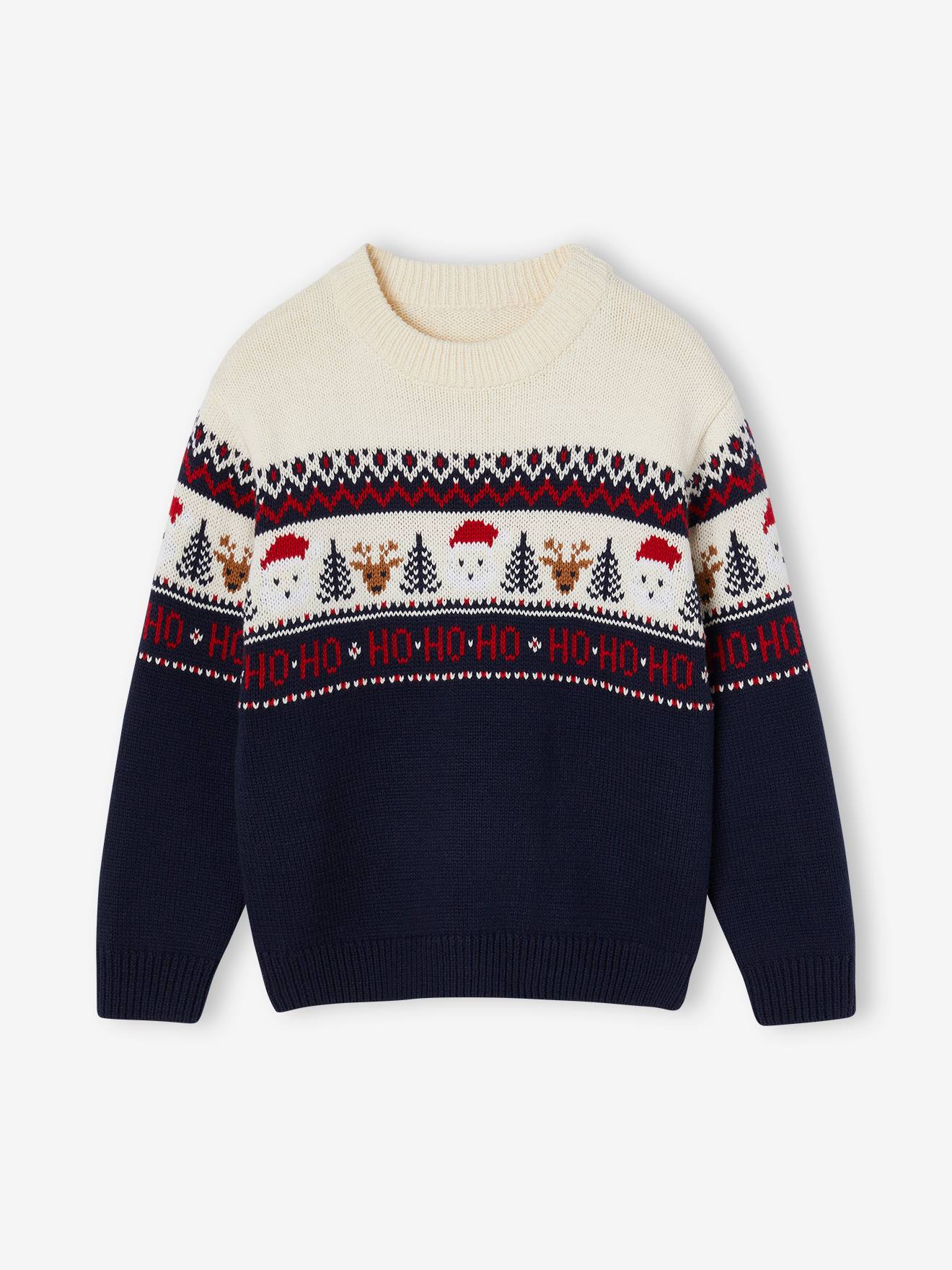 Pull jacquard de Noël enfant capsule famille marine
