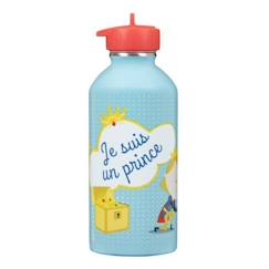 -Gourde enfant Acier inoxydable - Facile à nettoyer - Gourde réutilisable - Contenance 300ml - 17cm x 6,5cm - Je suis un prince