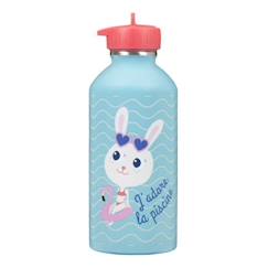 -Gourde enfant Acier inoxydable - Facile à nettoyer - Gourde réutilisable - Contenance 300ml - 17cm x 6,5cm - J'adore la piscine