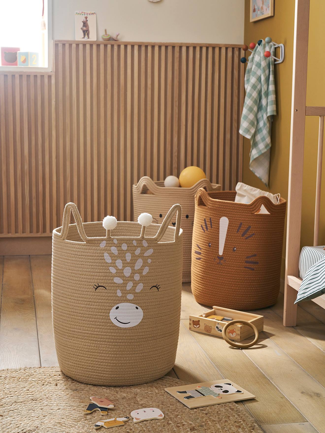 Panier de rangement XL en corde de coton Girafe cannelle (Vertbaudet) - Image 1