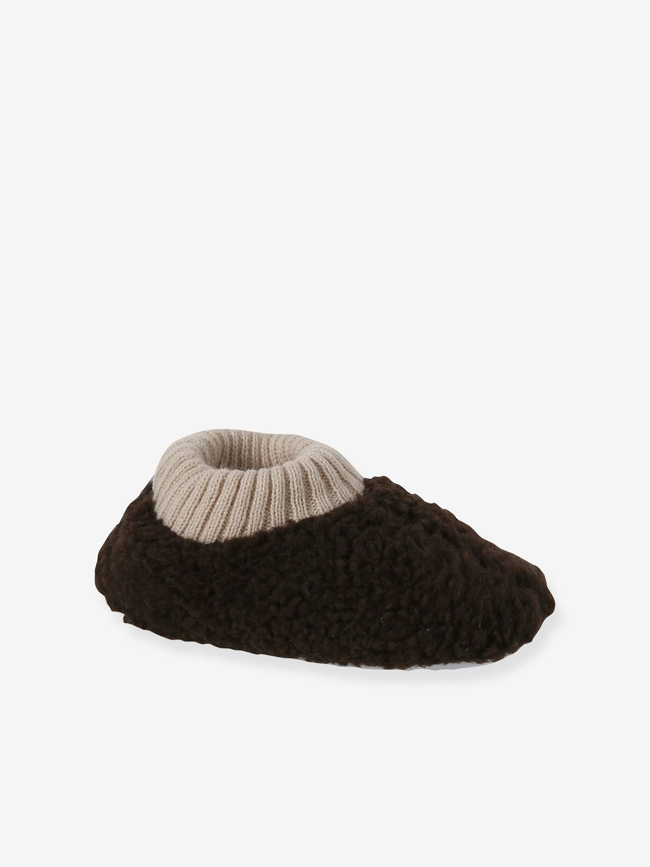 Chaussons en sherpa enfant marron