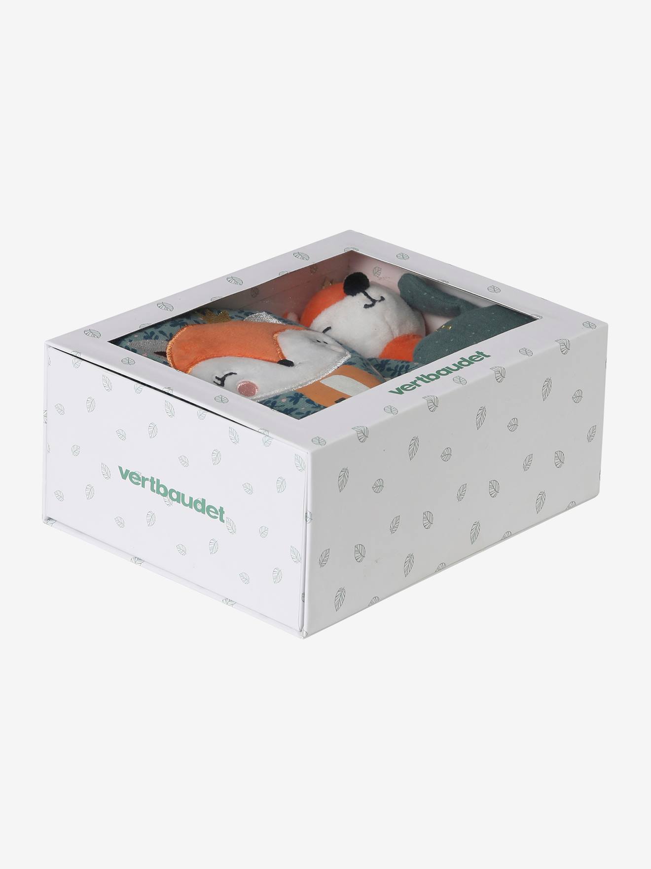 Coffret cadeau 3 pièces : doudou lange personnalisable + hochet + livre imagier forêt enchantée (Vertbaudet) - Image 2