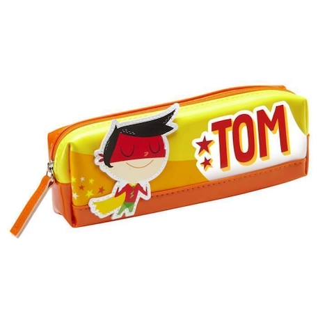 Fille-Accessoires-Cartable, trousse-Trousse enfant prénom garçon Tom - Jaune / Rouge - 19 x 6 x 3,5 cm