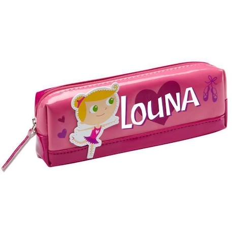 Fille-Trousse enfant prénom fille Louna - Rose - 19 x 6 x 3,5 cm