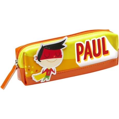 Fille-Accessoires-Cartable, trousse-Trousse enfant prénom garçon Paul - Rouge / Jaune - 19 x 6 x 3,5 cm