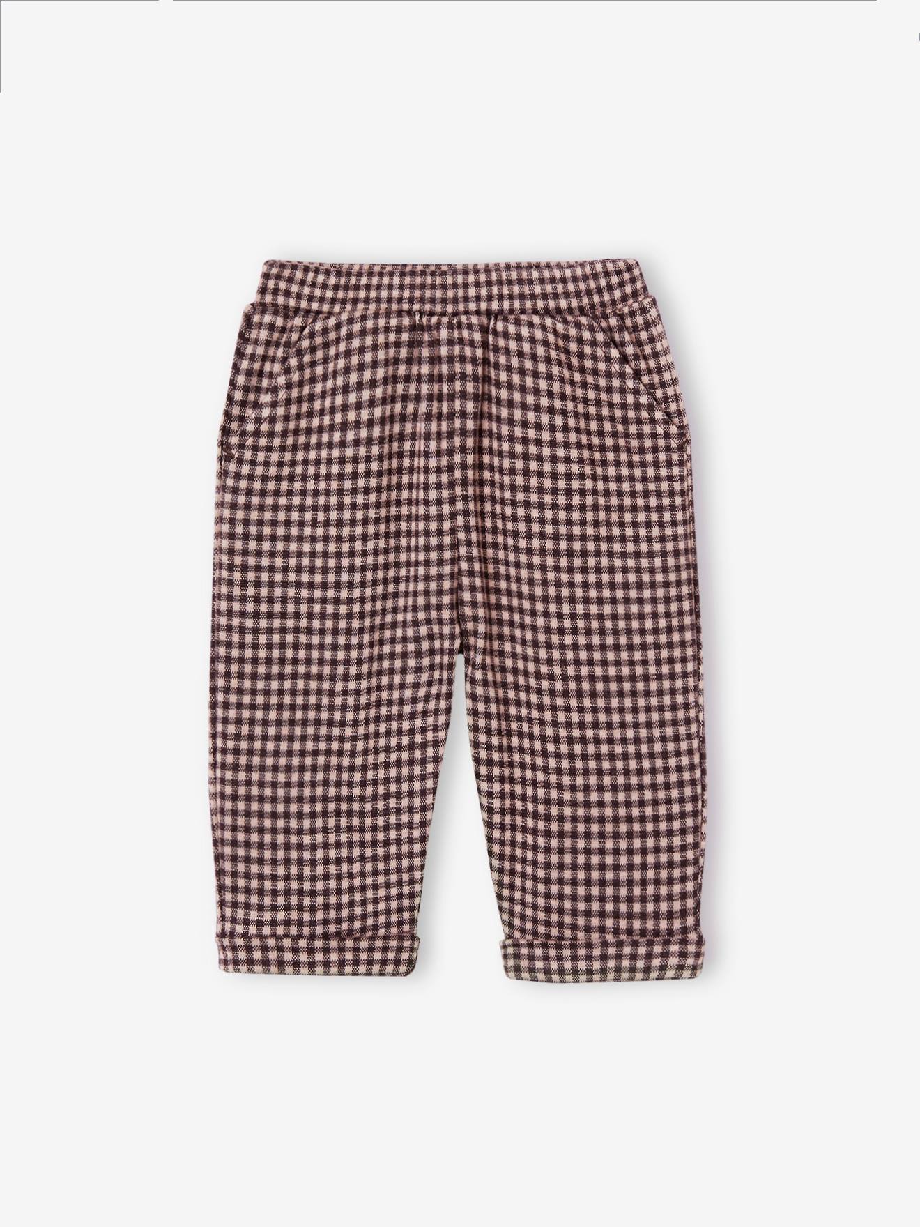 Pantalon à carreaux en flanelle bébé carreaux marron