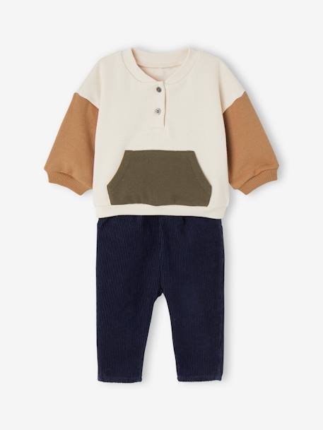 Bébé-Ensemble bébé sweat en molleton + pantalon en velours