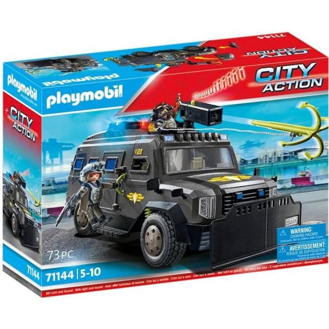 PLAYMOBIL - Playmobil 71144 Véhicule D'intervention Des Forces Spéciales, Les Policiers, City Action, Unité D'élite, 73 Pièces, Dès 5 Ans Blanc