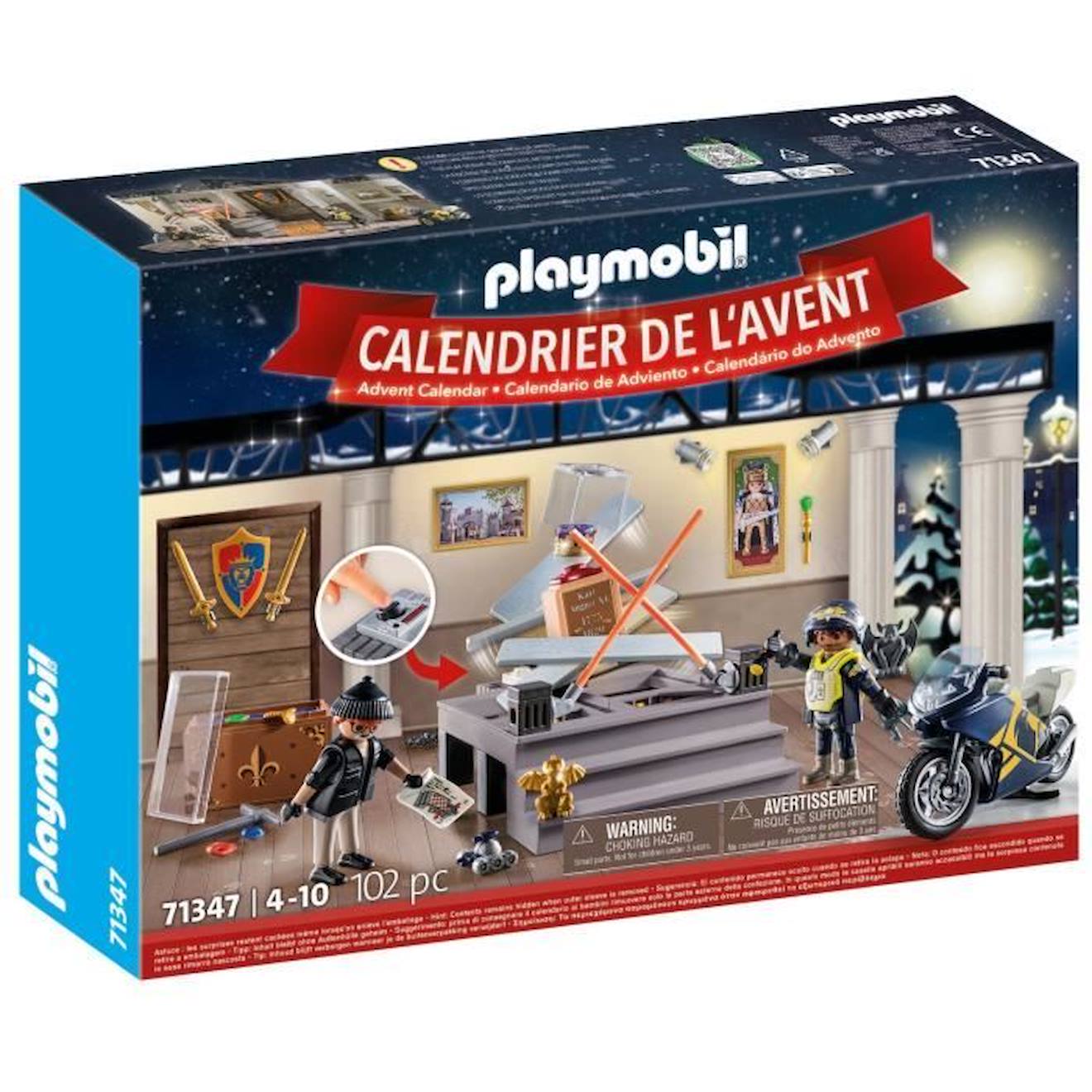 PLAYMOBIL - Calendrier De L'avent Playmobil - Police - La Magie De Noël - 24 Cases À Ouvrir Blanc