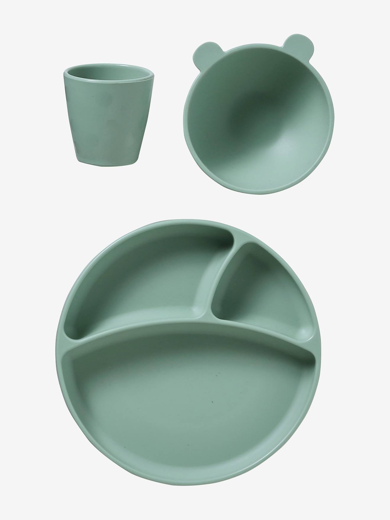 Coffret repas en silicone lot vert (Vertbaudet) - Image 1