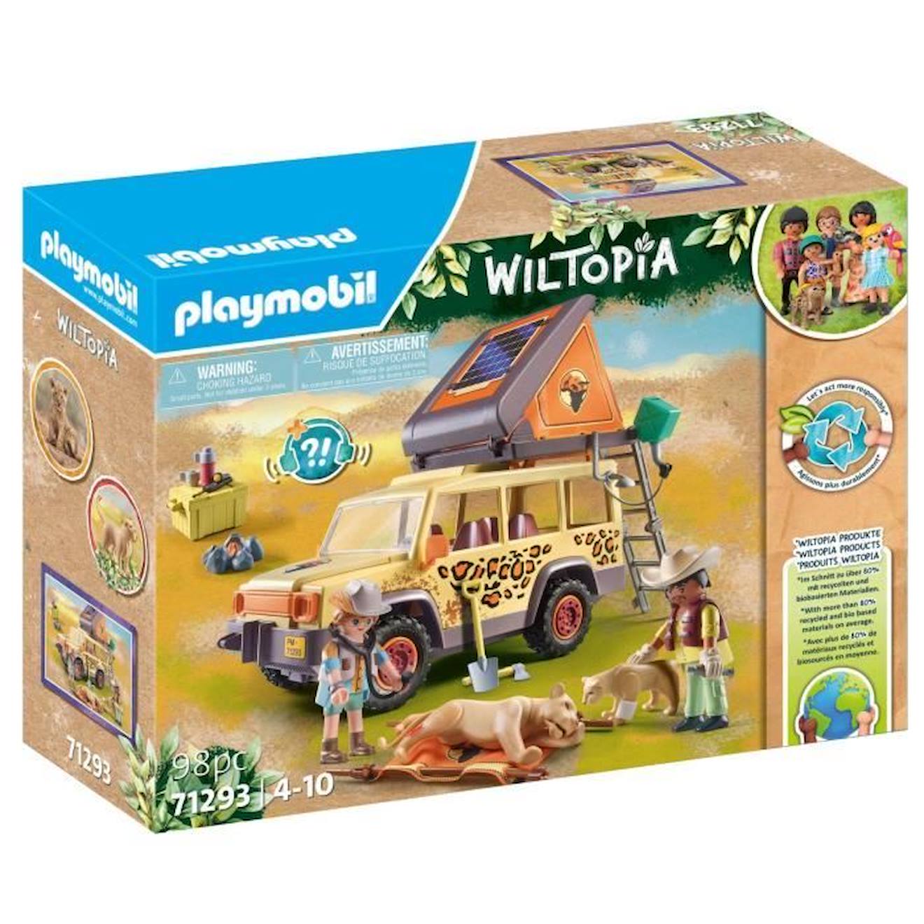 PLAYMOBIL - Playmobil 71293 Explorateurs Avec Véhicule Tout Terrain, Wiltopia, 98 Pièces, Dès 4 Ans Bleu