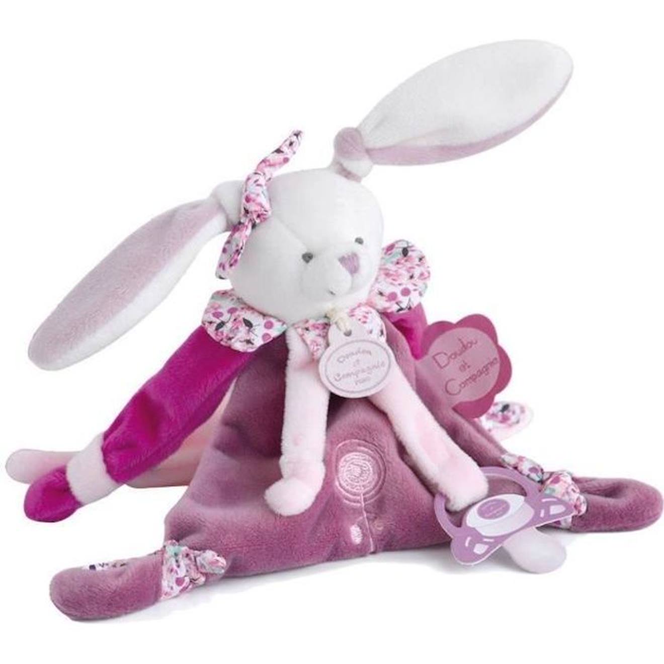 Doudou et Compagnie - Attache-sucette Doudou - Doudou Et Compagnie - Cerise Et Petit Chou - Rose - Pour Bébé Rose