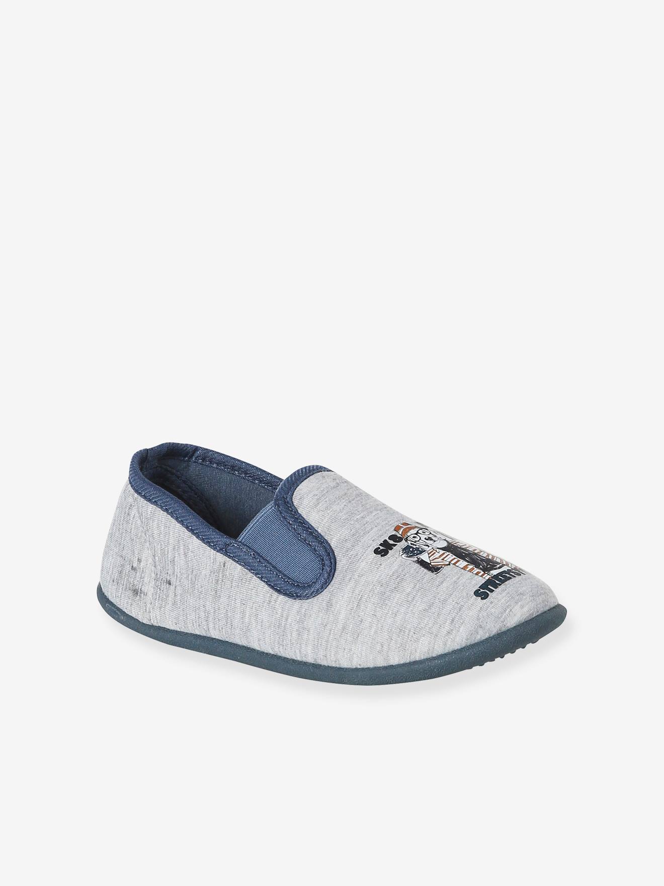 Chaussons élastiqués enfant en toile gris imprimé