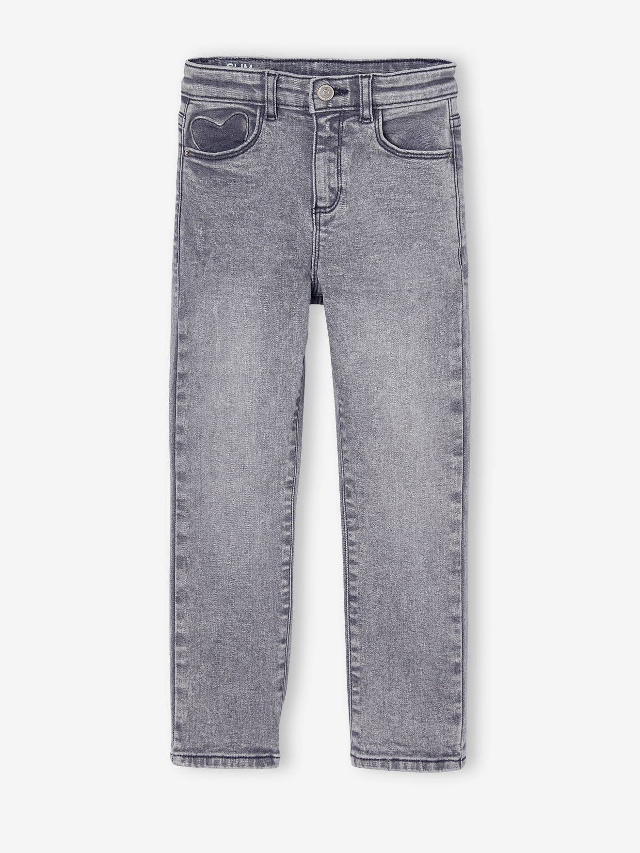 Jean slim morpho medium fille denim gris