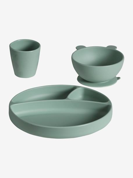 Vertbaudet - Coffret repas en silicone lot vert