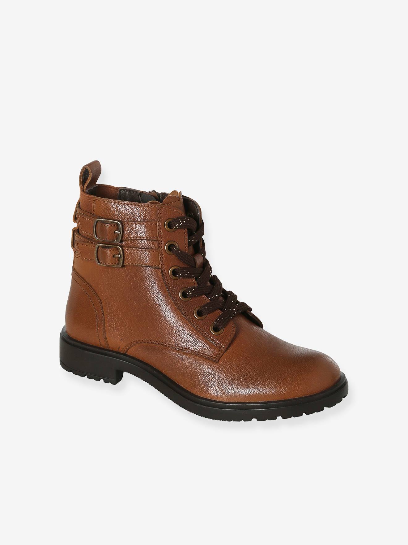 Boots gavroche cuir fille marron
