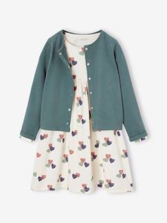 -Ensemble fille cardigan et robe imprimée fleurs