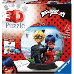 Jouet-Puzzle 3D Miraculous Ladybug et Chat Noir - Ravensburger - 72 pièces - Dès 6 ans