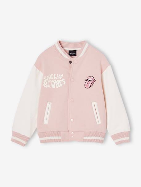 Blouson bombers Rolling Stones fille rose pâle 1 - vertbaudet enfant 