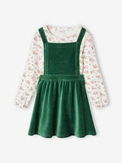 -Ensemble robe tablier en velours et t-shirt fille