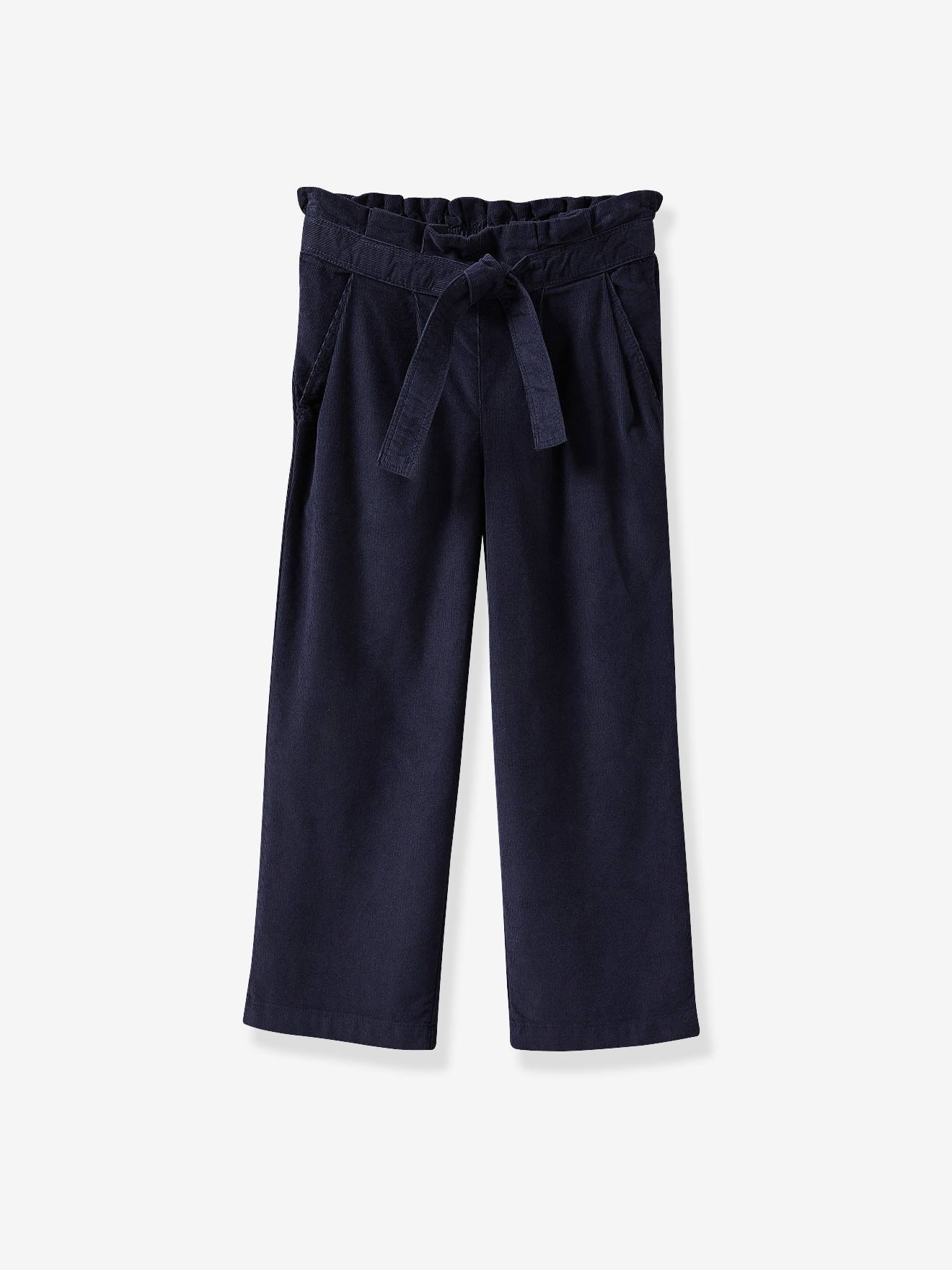 Pantalon large fille en velours marine 20 €