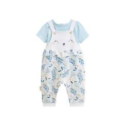 Ensemble salopette bébé en gaze de coton et t-shirt Iskia - PETIT BEGUIN - Bleu - Mixte  - vertbaudet enfant