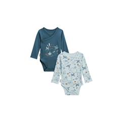 Bébé-Body-Lot de 2 bodies bébé manches longues ouverture croisée Blue Family