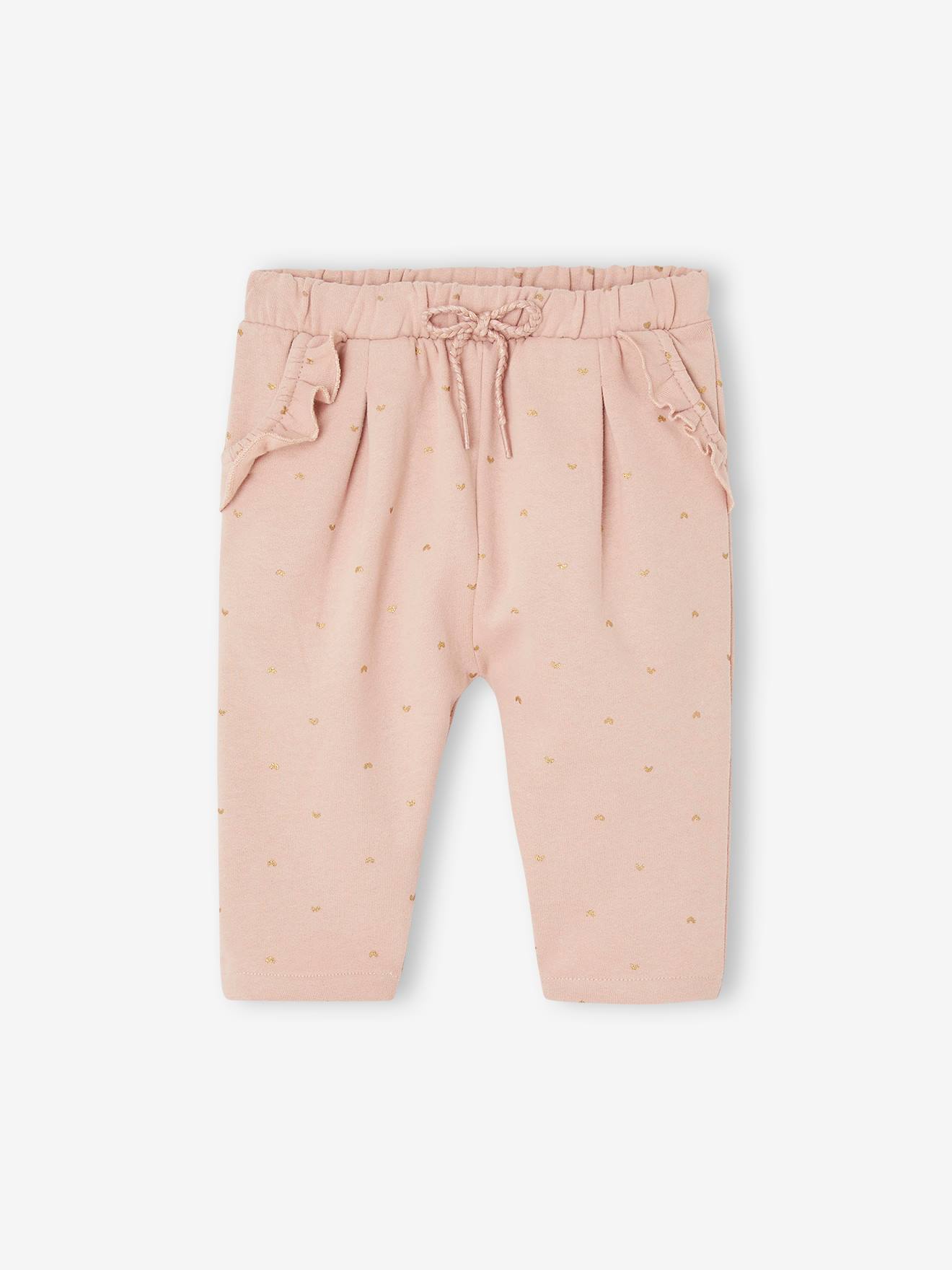 Pantalon molleton bébé fille rose poudré
