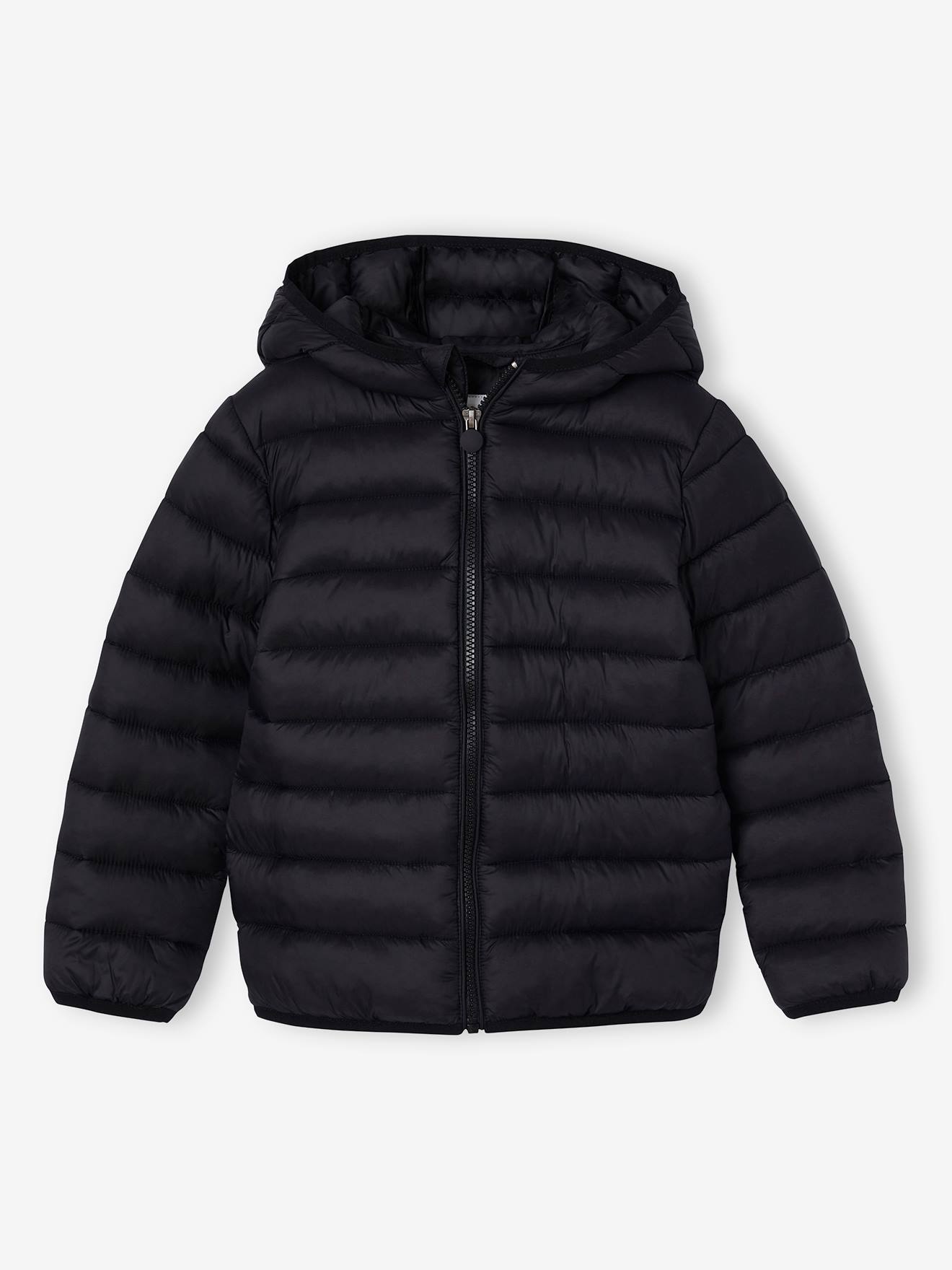 Doudoune légère à capuche garçon noir