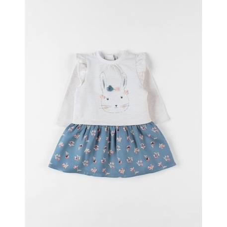 Bébé-Robe bi-matière, lapin