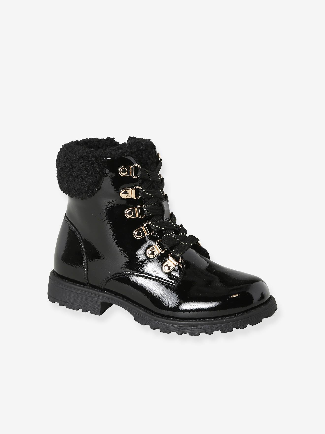 Bottines lacets, zippées noir