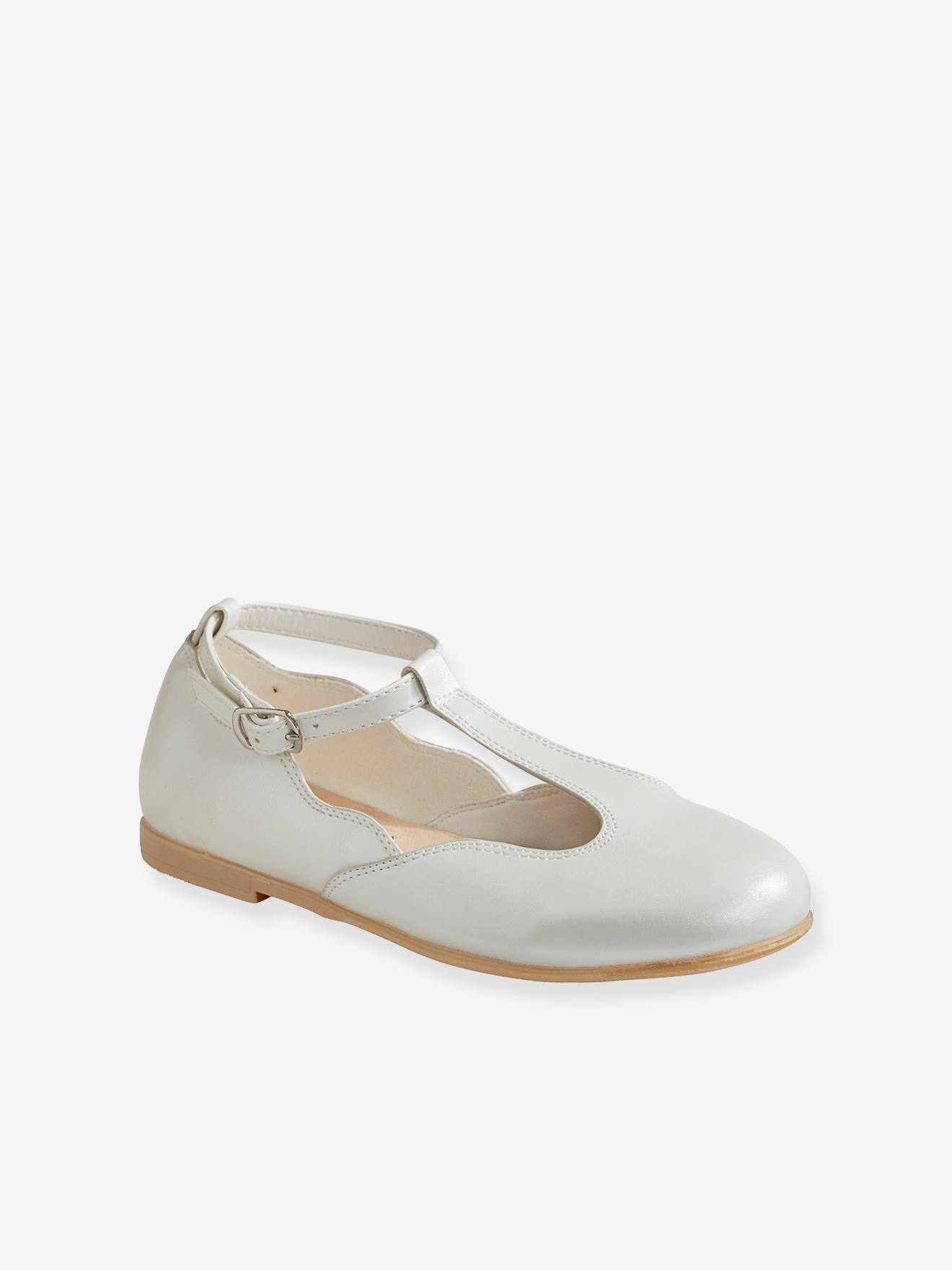 Ballerines salomés fille blanc clair uni