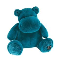 Jouet-Peluche - HISTOIRE D'OURS - Hippopotame - 40cm - Bleu canard - Bébé