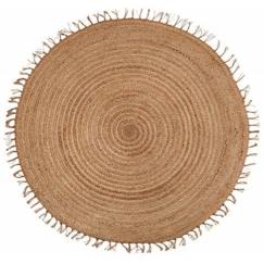 -Tapis Abha jute tressée tissée main détails dorés Ø140 cm - Nattiot