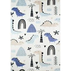 Linge de maison et décoration-Décoration-Tapis chambre enfant - Dinosaures Happy Bleu par Nazar Rugs - 80 x 150 cm Bleu 80 x 150 cm