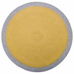 -Tapis enfant Nolan Laine mélangée Curcuma / Lin rond Ø120 - Nattiot