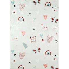 -Tapis chambre enfant - Coeur et Arc En Ciel Rose - 120 x 160 cm Rose - Nazar Rugs