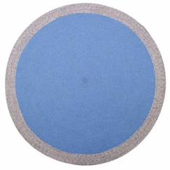 -Tapis enfant Nolan Laine mélangée Bleu / Lin rond Ø120 - Nattiot