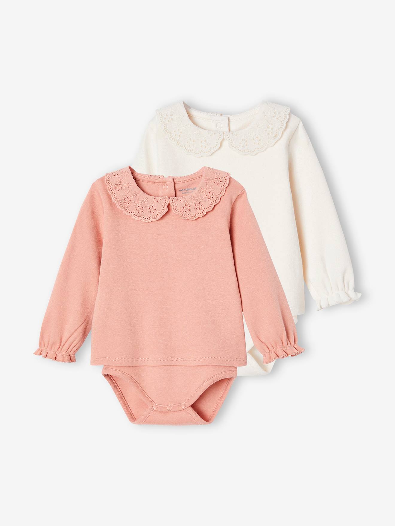 Lot 2 bodies tee-shirt bébé en coton bio rose