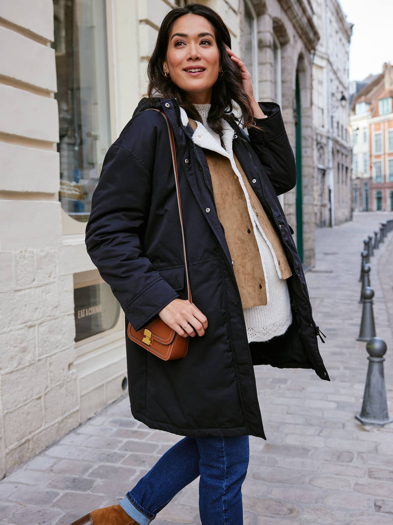 Parka évolutive 5 en 1 avec protège-bébé ENVIE DE FRAISE grossesse et post-grossesse noir