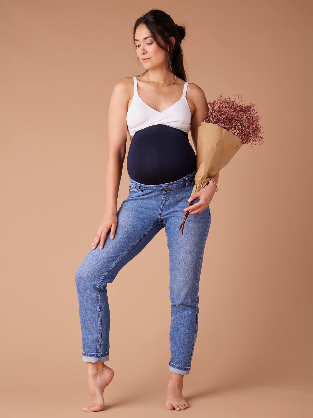 Lot 2 brassières croisées sans coutures grossesse et allaitement ENVIE DE FRAISE blanc