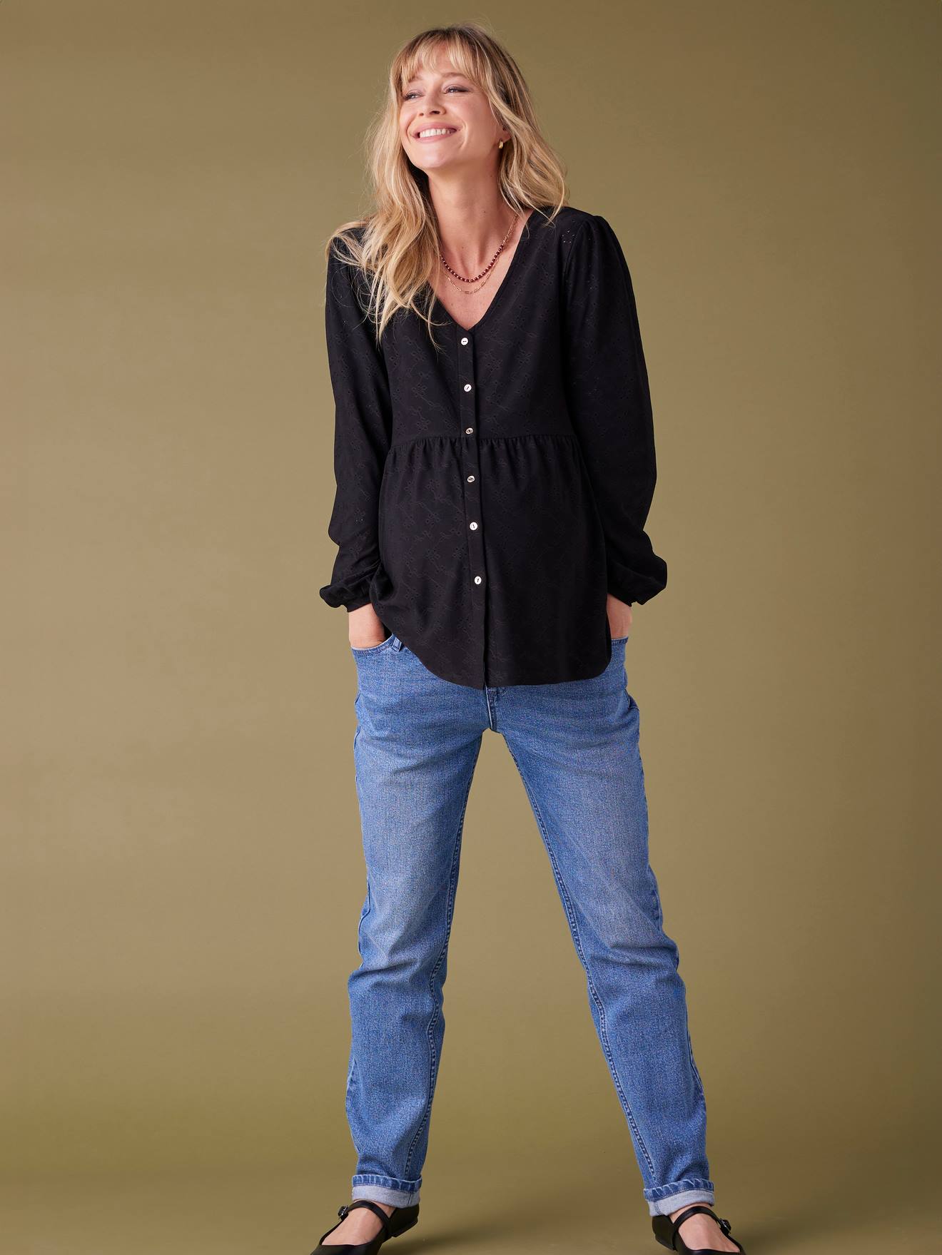 Tee-shirt blouse grossesse noir