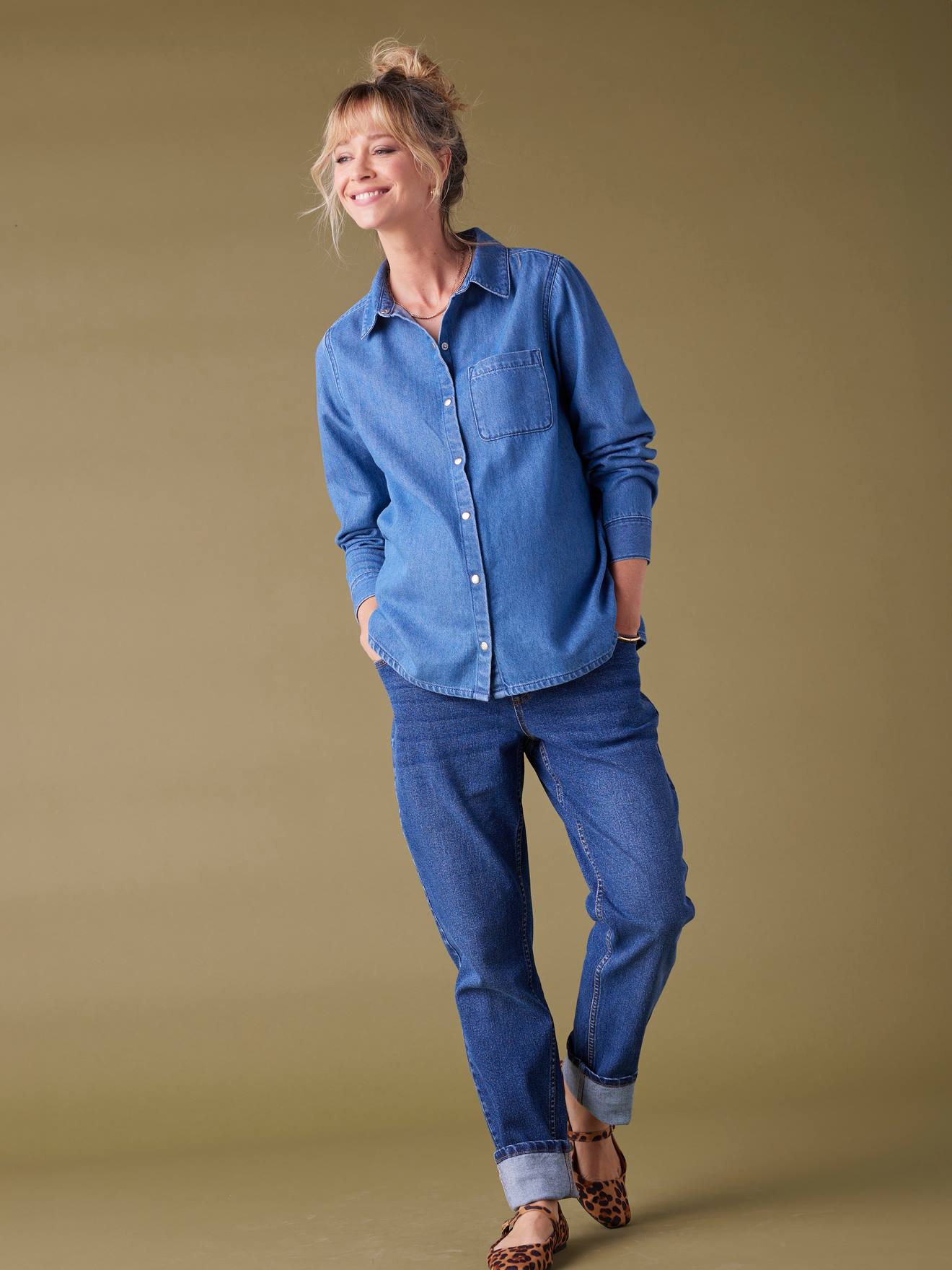 Chemise en jean grossesse denim brut
