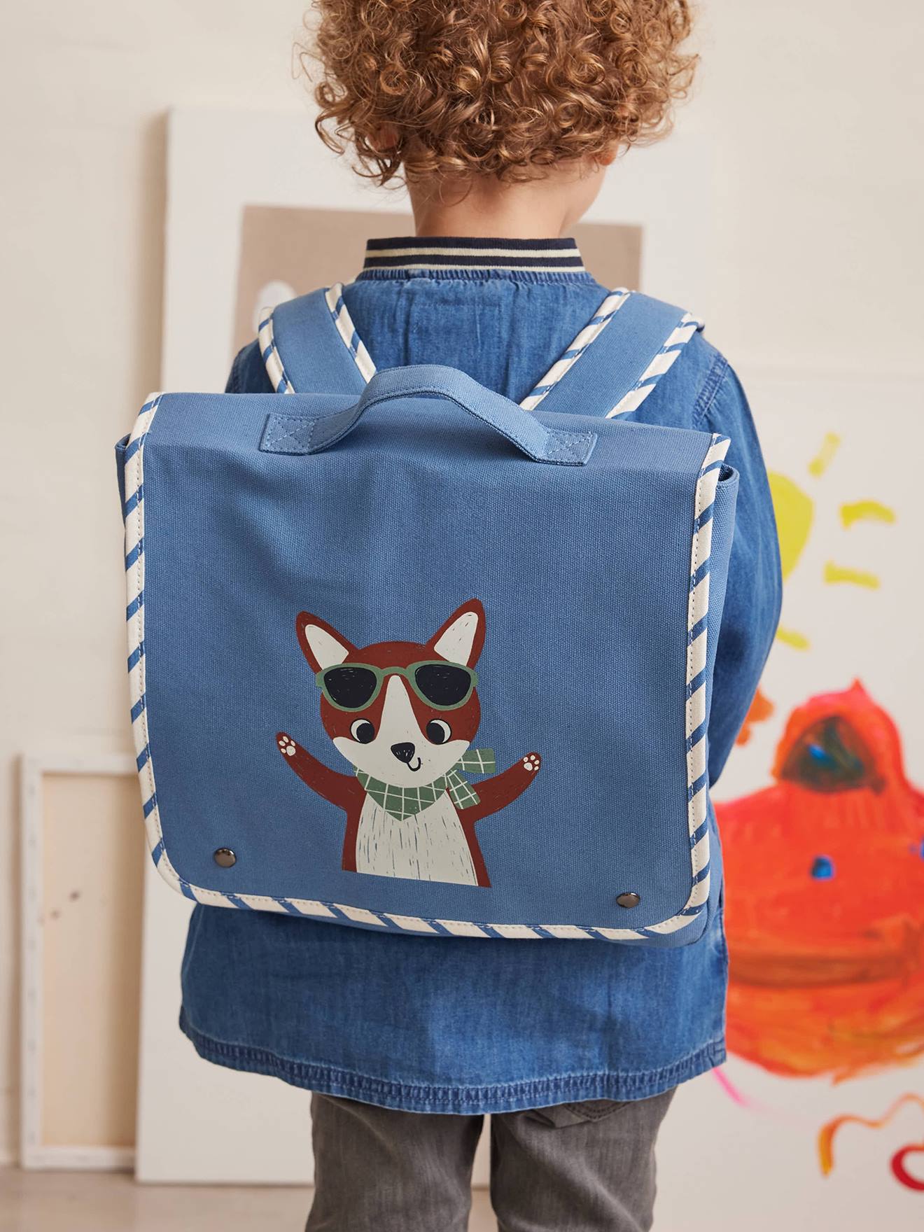 Cartable maternelle renard garçon bleu