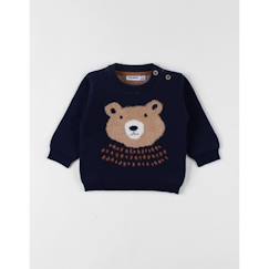 -Pull en tricot - Non spécifié - Non spécifié - Col rond - Boutons en bois - Ours appliqué